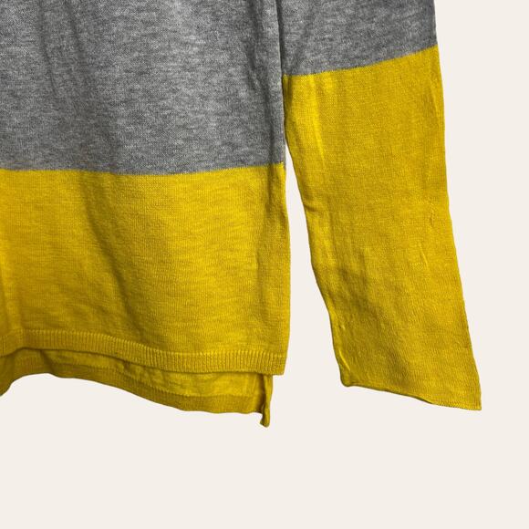 Vince Gray Yellow Cotton Knit Colorblock Pullover Sweater Size S - Picture 6 of 10
